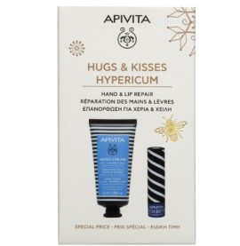 Apivita A Kiss On The Hand Hypericum Κρέμα Χεριών Για Ξηρά-Σκασμένα Χέρια 50ml & Lipcare Βούτυρο Κακάο SPF20 4,4gr.