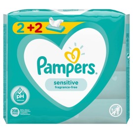 Pampers Sensitive Μωρομάντηλα 52τμχ 2+2 Δώρο