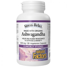 Natural Factors Stress-Relax Organic Ashwagandha 600mg, 30veg.caps