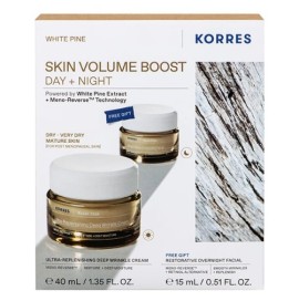 Korres Promo White Pine Ultra Replenishing Deep Wrinkle Κρέμα Ημέρας για Αναπλήρωση Όγκου, 40ml & Δώρο Restorative Overnight Facial Κρέμα Νύχτας, 15ml, 1σετ