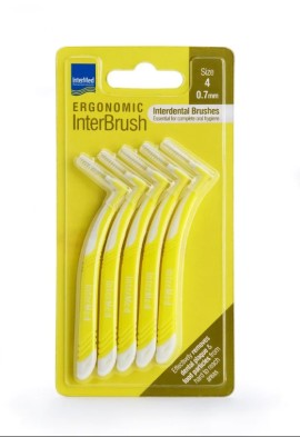 Intermed Ergonomic Interbrush Μεσοδόντια Βουρτσάκια Κίτρινα 0.7mm Μέγεθος 4, 5τμχ