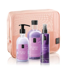 Lavish Care Purple Musk Body Care Bag Gift Set Περιποίησης Σώματος με Purple Musk Shower Gel Αφρόλουτρο, 500ml, Body Lotion Κρέμα Σώματος, 300ml, Purple Musk Mist, 200ml & Νεσεσέρ, 1τεμ, 1σετ