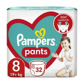 Pampers Pants No 8 Βρεφικές Πάνες Βρακάκι 19+ kg 32τμχ