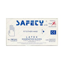 Safety Γάντια Latex με Πούδρα μιας Χρήσης Medium 100τμχ