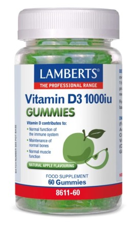 Lamberts Vitamin D3 1000iu Gummies με Φυσική Γεύση Μήλου, 60 Gummies