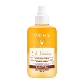 Vichy Capital Soleil Solar Protective Water Spray With Beta Carotene SPF50 Αντηλιακό Νερό Προστασίας Προσώπου - Σώματος για Λαμπερό Μαύρισμα 200ml