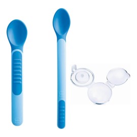 MAM Heat Sensitive Spoons & Cover Θερμοευαίσθητα Κουταλάκια με θήκη Μπλε 6m+ 2τμχ