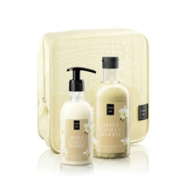 Lavish Care Sweet Vanilla Woods Body Care Bag Gift Set Περιποίησης Σώματος με Sweet Vanilla Woods Shower Gel Αφρόλουτρο, 500ml, Body Lotion Κρέμα Σώματος, 300ml , 1τεμ & Νεσεσέρ, 1τεμ, 1σετ