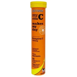 Menarini Sustenium My Vita C 1000mg Makes My Day Orange Συμπλήρωμα Διατροφής με Γεύση Πορτοκάλι 20 Αναβράζοντα Δισκία