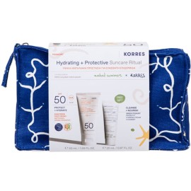 Korres Promo Hydrating & Protective Suncare Ritual Υψηλή Αντηλιακή Προστασία με Yoghurt Αντηλιακή Κρέμα Προσώπου SPF50, 50ml, Greek Yoghurt Αφρώδης Κρέμα Καθαρισμού με Προβιοτικά, 20ml & Δώρο Naked Summers x Korres Νεσεσέρ, 1τεμ, 1σετ