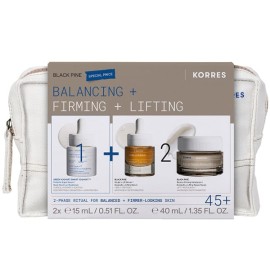 Korres Promo Pack με Smart Yoghurt Super Serum με Προβιοτικά, 15ml, Black Pine Ορός Προσώπου για Σύσφιγξη & Ανόρθωση, 15ml, Bounce Firming Moisturizer Κρέμα Προσώπου για Σύσφιγξη & Ανόρθωση, 40ml & Δώρο Νεσεσέρ, 1τεμ, 1σετ
