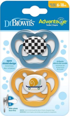 Dr. Browns Πιπίλα Σιλικόνης Advantage Μπλε/Πορτοκαλί 6-18m, 2τμχ