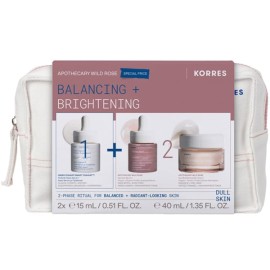 Korres Promo Pack με Smart Yoghurt Super Serum με Προβιοτικά, 15ml, Apothecary Wild Rose Ορός Προσώπου για Λάμψη, 15ml, Κρέμα-Gel Ημέρας για Κανονικές & Μεικτές Επιδερμίδες, 40ml & Δώρο Νεσεσέρ, 1τεμ, 1σετ