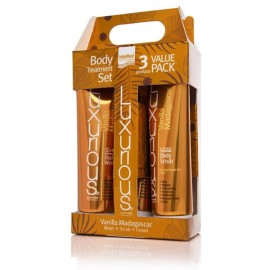 Intermed Luxurious Vanilla Madagascar Promo 2&1 Moisturizing Body Wash Κρεμώδες Αφρόλουτρο, 280ml, Natural Exfoliating Body Scrub Σώματος, 280ml & Rich Moisturizing Cream Ενυδατική Κρέμα Σώματος, 280ml, 1σετ