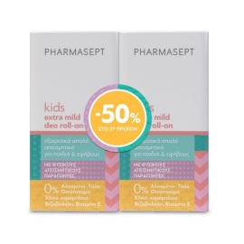 Pharmasept PROMO Kids Extra Mild Deo Roll-On Παιδικό Αποσμητικό Roll-On Χωρίς Αλουμίνιο 2x50ml