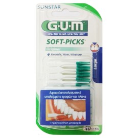 GUM Soft-Picks Fluoride Μεσοδόντιες Οδοντογλυφίδες Large σε χρώμα Πράσινο 40τμχ