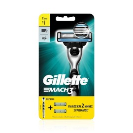 Gillette Mach 3 Ξυριστική Μηχανή & 2 Ανταλλακτικές Κεφαλές