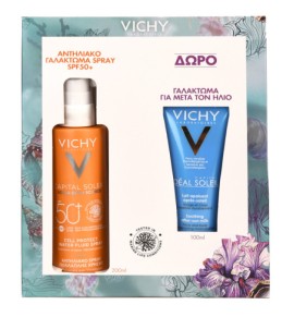 Vichy Promo Capital Soleil Cell Protect Water Fluid Spray SPF50+, 200ml & Free Soothing After-Sun Milk, 100ml, 1set