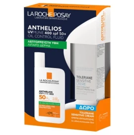La Roche-Posay Anthelios UVMUNE 400 Fluid SPF50+ Aντηλιακό Προσώπου για Λιπαρό Δέρμα & Δώρο Toleriane Sensitive Ενυδατική Κρέμα, 15ml, 1σετ