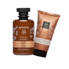 Apivita Pack Royal Honey Shower Gel με Essential Oils με Έλαια & Μέλι, 250ml & Royal Honey Πλούσια Κρέμα Ενυδάτωσης Σώματος 150ml