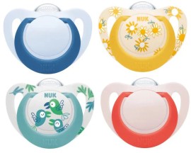NUK Star Πιπίλα Σιλικόνης 18-36 μηνών με Θήκη & Κρίκο 1τμχ. (10.739.760)
