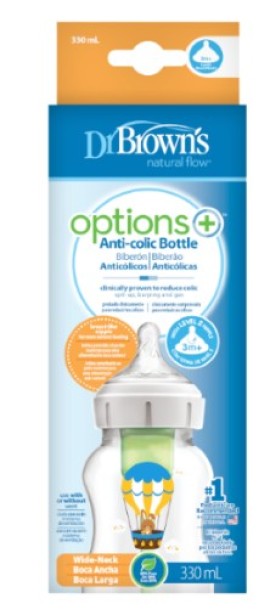 Dr. Browns Options+ Μπιμπερό Πλαστικό Λαγουδάκι 330ml με Θηλή Σιλικόνης 3m+ 1τμχ