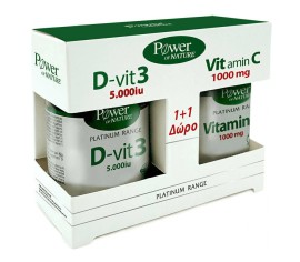 Power Health Promo Platinum Range D-vit3 5000iu 60tabs + Δώρο Platinum Range VitC 1000mg 20tabs