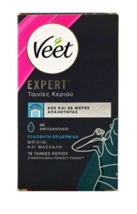 Veet Αποτριχωτικές Ταινίες Κεριού Μπικίνι & Μασχάλες Ευαίσθητο Δέρμα 16τμχ