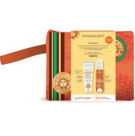 Pharmasept Heliodor Promo SUNSETGO με Heliodor Face Tinted Sun Cream SPF 50 Αντηλιακή Κρέμα Προσώπου με Χρώμα, 50ml, Heliodor Bronzing Dry Oil Ξηρό Έλαιο Ενίσχυσης του Φυσικού Μαυρίσματος, 100ml & Δώρο Νεσεσέρ, 1τεμ, 1σετ