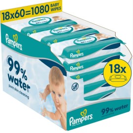 Pampers Baby Wipes 99% Water, 18x60 τεμάχια