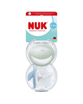 NUK Perfect Match Πιπίλα Σιλικόνης με Θήκη για 0-6m, 2τεμ