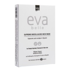 Intermed Eva Belle Supreme Biocellulose Neck Mask Μάσκα Λαιμού με Υαλουρονικό Οξύ και Γλυκερίνη, 2x15ml