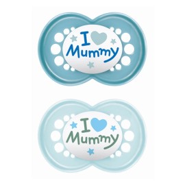 Mam Πιπίλα Σιλικόνης Original Ι Love Mummy Μπλέ 16+m