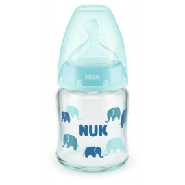 NUK First Choice+ Γυάλινο Μπιμπερό Με Θηλή Σιλικόνης Γαλάζιο 0-6μηνών 120ml