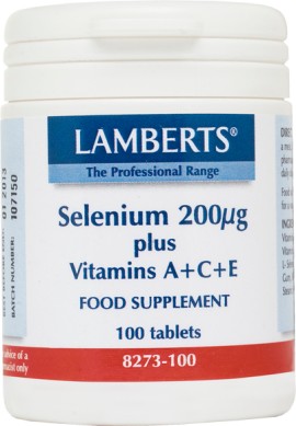 Lamberts Selenium 200mg με βιταμίνες A+C+E, 100 ταμπλέτες