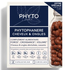 2 x Phyto Phytophanere ΠΡΟΣΦΟΡΑ 1+1 Συμπλήρωμα Διατροφής για την ενδυνάμωση Μαλλιών & Νυχιών, 2 x 120 caps