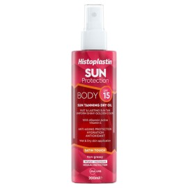 Histoplastin Sun Protection Body Sun Tanning Dry Oil SPF15 Αντηλιακό Ξηρό Λάδι Σώματος 200ml