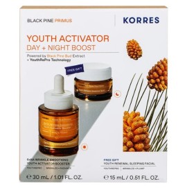 Korres Promo Black Pine Primus 6xHA Wrinkle Smoothing Youth Activator Booster Ορός Ενεργοποίησης Νεότητας, 30ml & Δώρο Youth Renewal Sleeping Κρέμα Νεότητας Νύχτας, 15ml, 1σετ