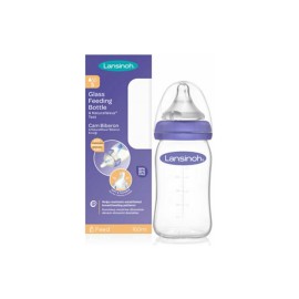 Lansinoh Μπιμπερό Γυάλινο με Θηλή NaturalWave Αργής Ροής 160ml