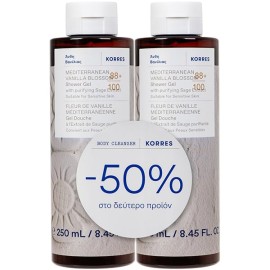 Korres Promo (-50% στο 2ο προϊόν) Αφρόλουτρο Mediterranean Vanilla Blossom, 2x250ml, 1σετ