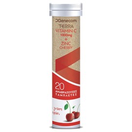 Genecom Terra Vitamin C 1000 mg & Zinc Γεύση Κεράσι 20 αναβράζοντα δισκία