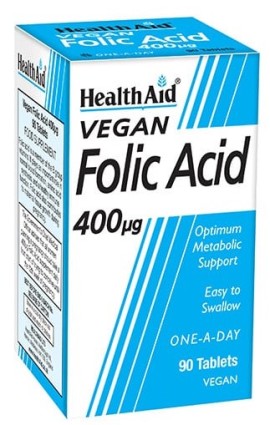 Health Aid Folic Acid 400μg Συμπλήρωμα για την Εγκυμοσύνη, 90 ταμπλέτες