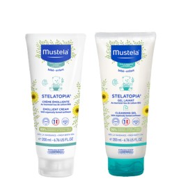 Mustela Stelatopia Box Emollient Cream, Μαλακτική Κρέμα Σώματος για Ατοπικό Δέρμα 200ml & Gel Lavant Cleansing Gel,Τζελ Καθαρισμού 200ml