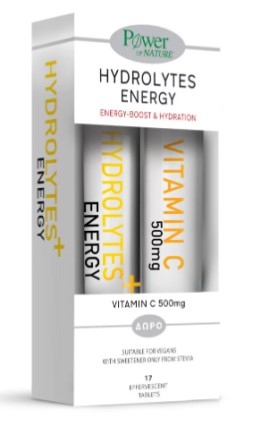 Power of nature Hydrolytes Energy- Boost with stevia 17 αναβραζοντα δισκια & Vitamin C 500mg me γευση πορτοκαλι 20 αναβραζοντα δισκια