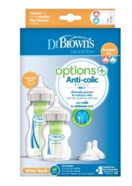 Dr. Browns Σετ Μπιμπερό Πλαστικό Options+ Φαρδύς Λαιμός 270ml & 150ml, 2τμχ