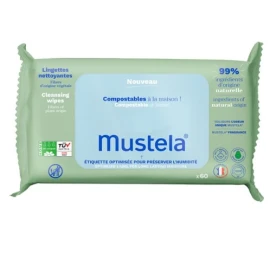 Mustela Cleansing Wipes Eco-Responsible Υγρά Μαντηλάκια Καθαρισμού Οικιακής Κομποστοποίησης, 60τεμ
