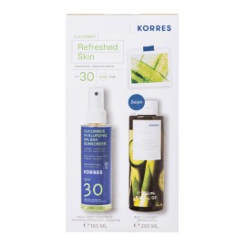 Korres Set Cucumber Refreshed Skin Cucumber Hyaluronic Splash Sunscreen SPF30 για Πρόσωπο & Σώμα, 150ml & Δώρο Αφρόλουτρο Αγγούρι Bamboo, 250ml