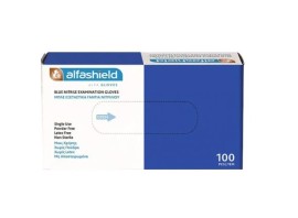 Alfashield Alfa Gloves Εξεταστικά Γάντια Νιτριλίου μιας Χρήσης Χωρίς Πούδρα Μπλε Small 100 τεμάχια