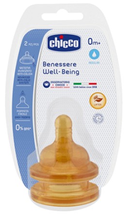 Chicco Θηλή Καουτσούκ Κανονική Ροή 0m+ 2τμχ