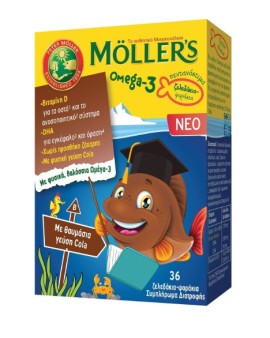 Mollers Omega-3, Συμπλήρωμα Διατροφής Για Παιδιά Με Γεύση Cola 36 Ζελεδάκια